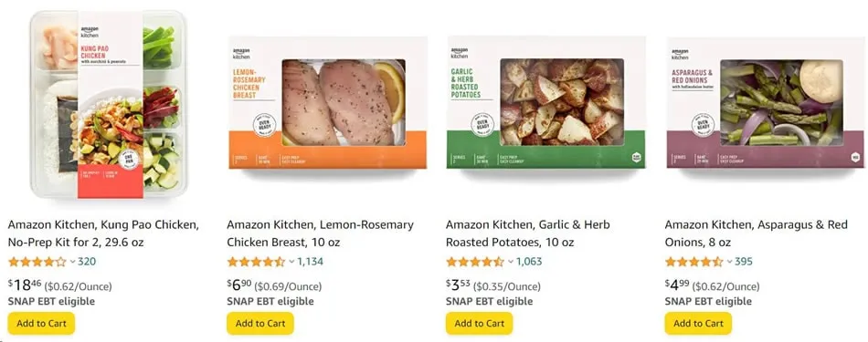Amazon Fresh menu items