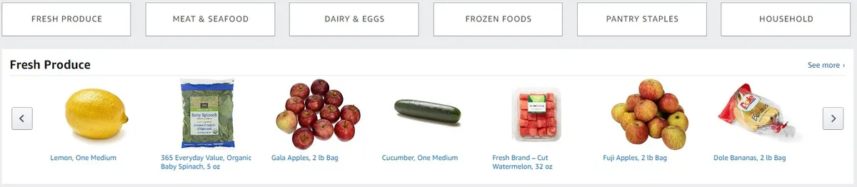 amazon fresh selection