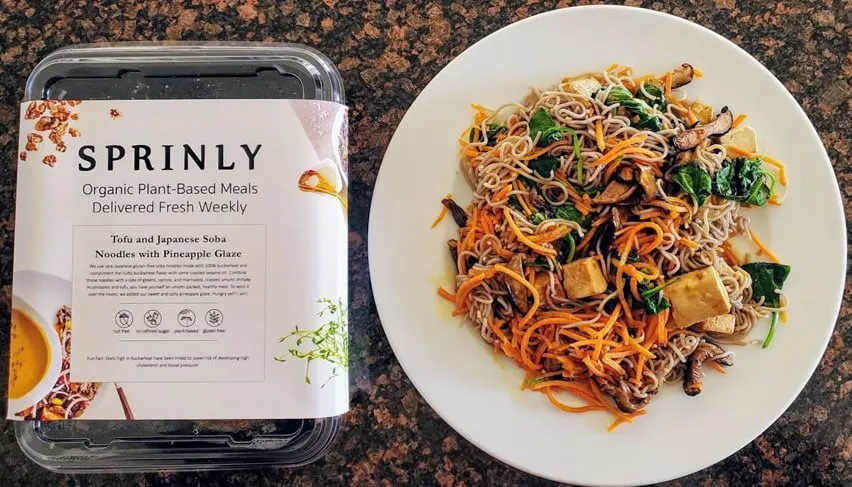 Sprinly Tofu and Japanese Soba Noodles with Pineapple Glaze with package
