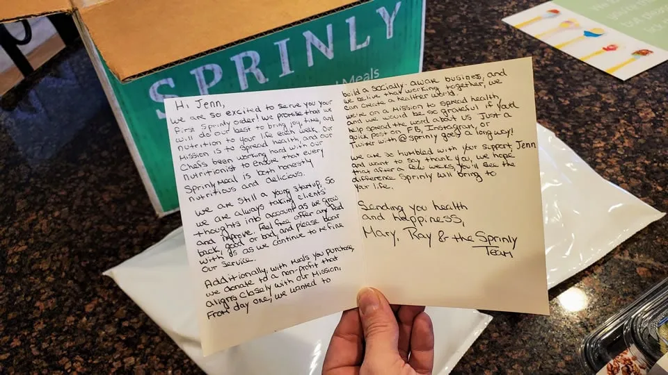Sprinly thank you card inside