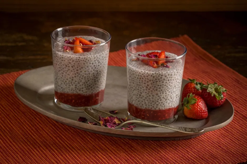 Strawberry-Rose Chia Seed Pudding