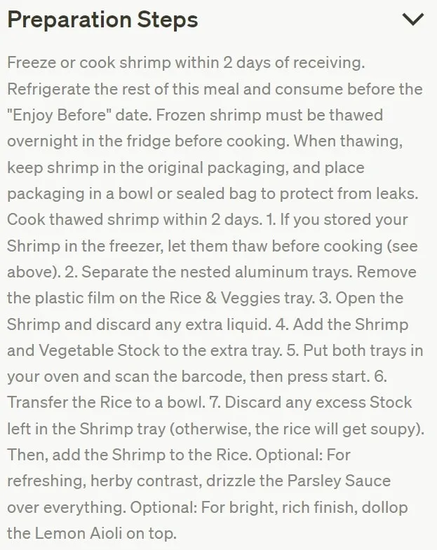 Tovala preparation steps