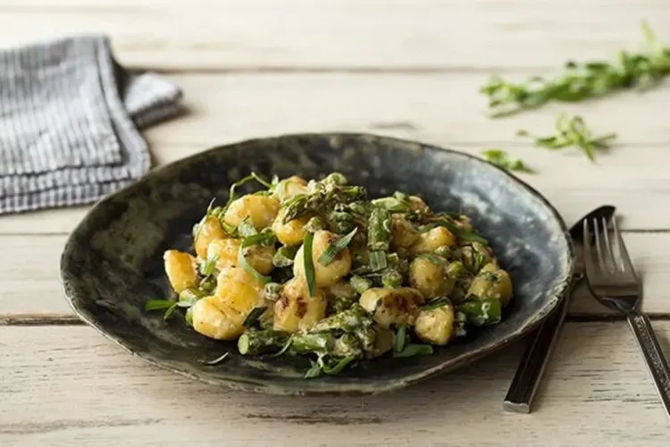 Pea and Asparagus Gnocchi with Tarragon Brown Butter