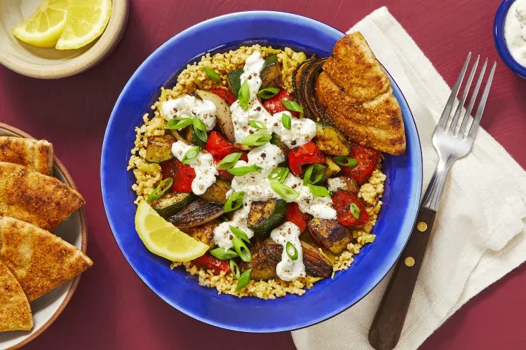 Veggie Couscous Bowl with Creamy Feta Sauce