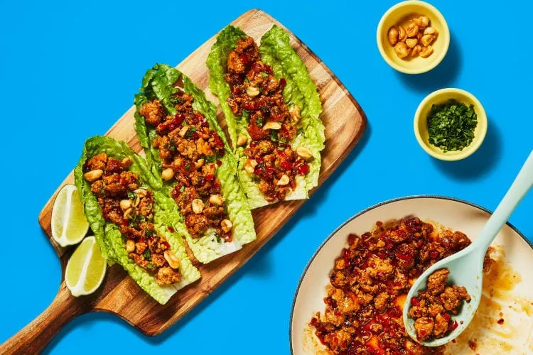 One Pan Sweet Chili Turkey Lettuce Wraps