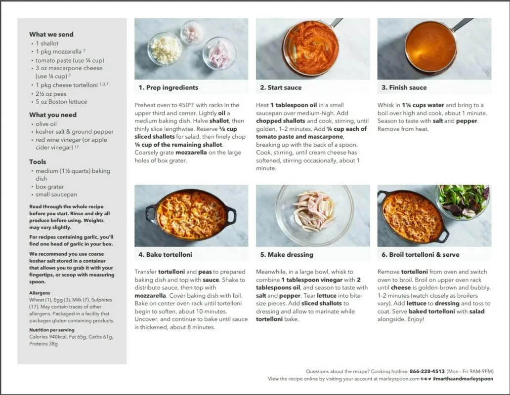 Marley Spoon recipe card