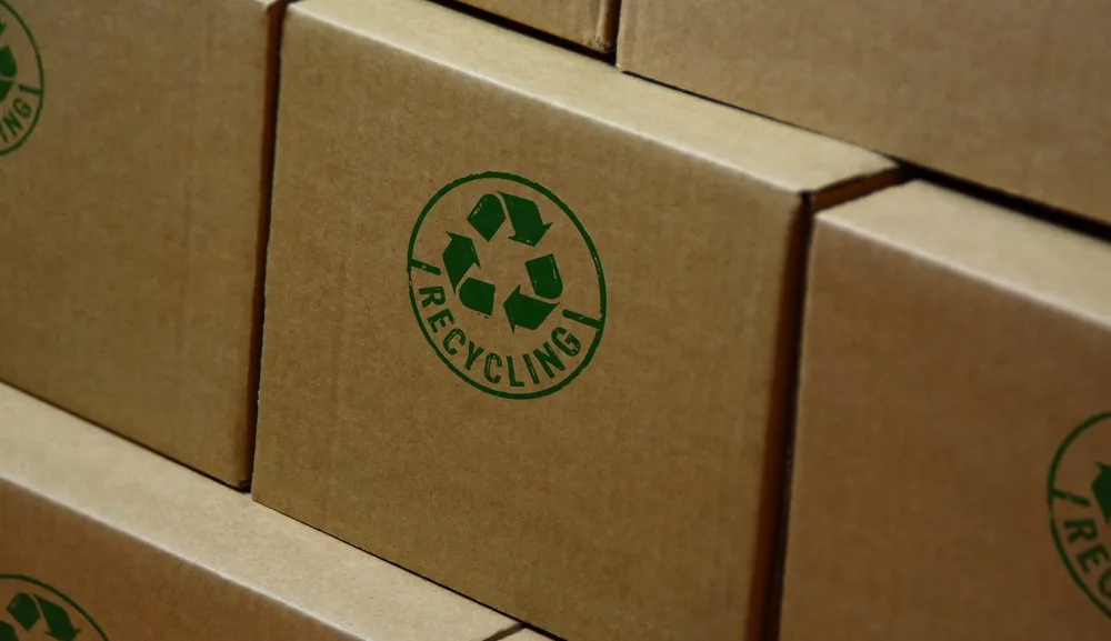 Recycling,Stamp,Printed,On,Cardboard,Box ,Recycle,Symbol,,Arrows,,Recyclable
