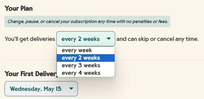 Mosaic Foods delivery schedule
